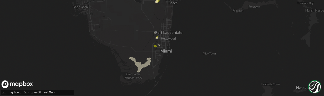 Hail map in Hialeah, FL on May 22, 2015