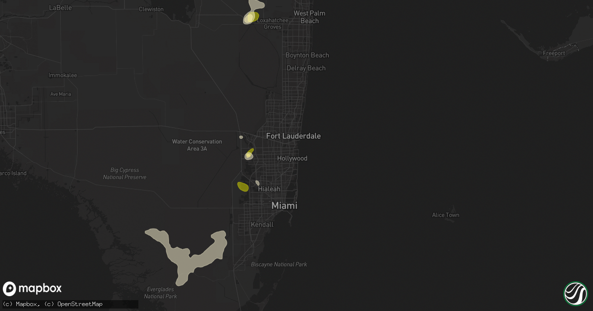 Hail map in Hollywood, FL on May 22, 2015