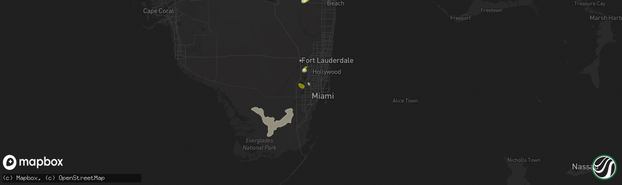 Hail map in Miami, FL on May 22, 2015