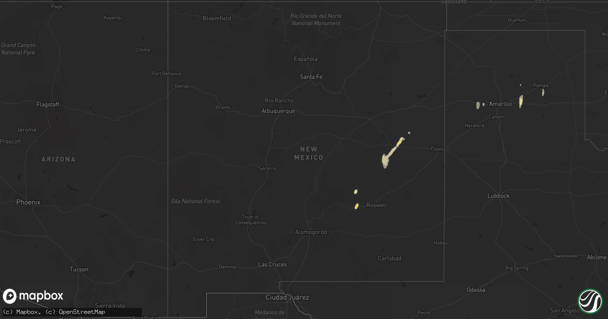 Hail map in New Mexico on May 22, 2015