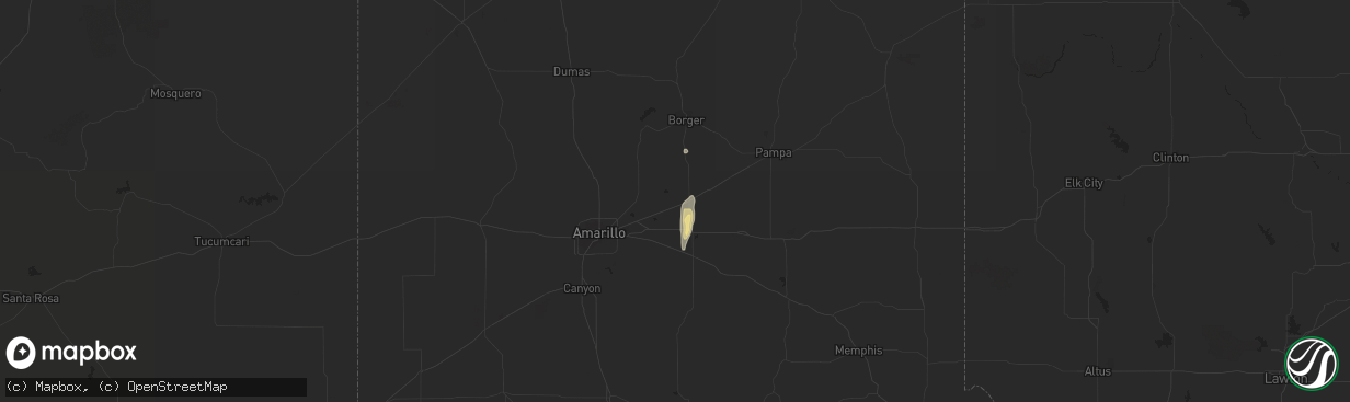 Hail map in Panhandle, TX on May 22, 2015