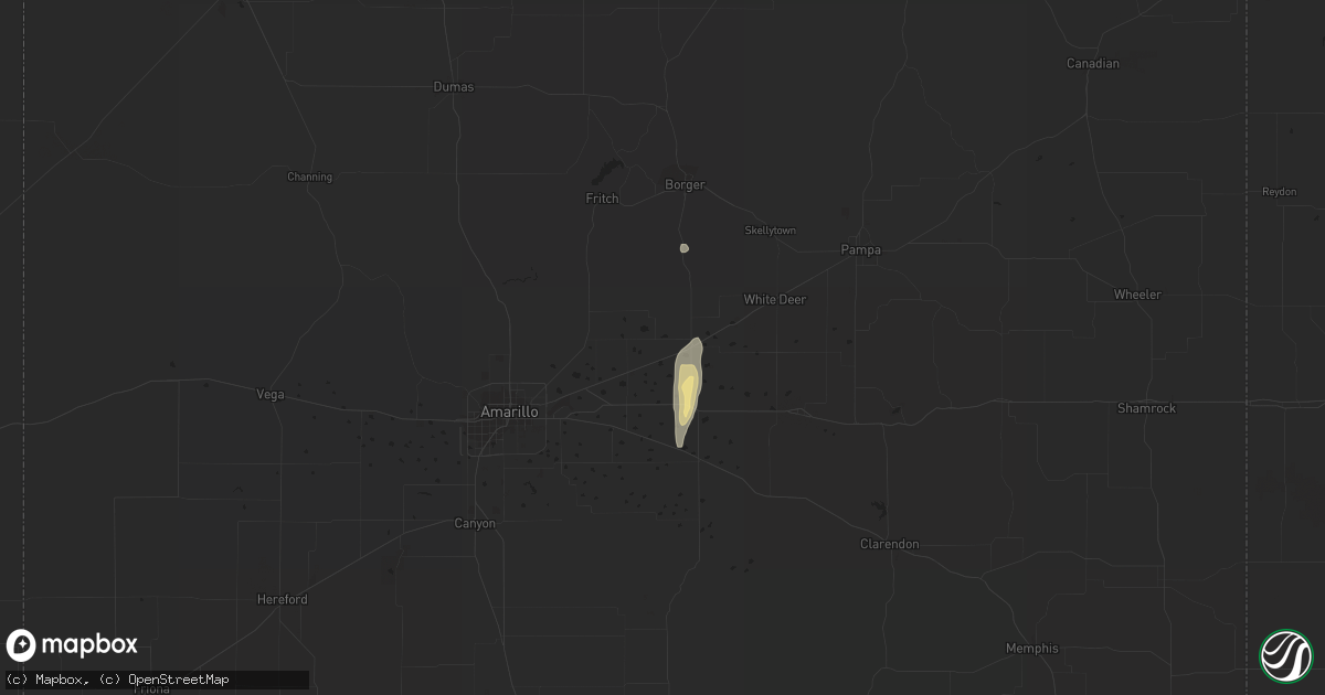 Hail map in Panhandle, TX on May 22, 2015
