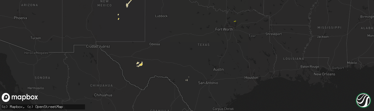 Hail map in Texas on May 22, 2015