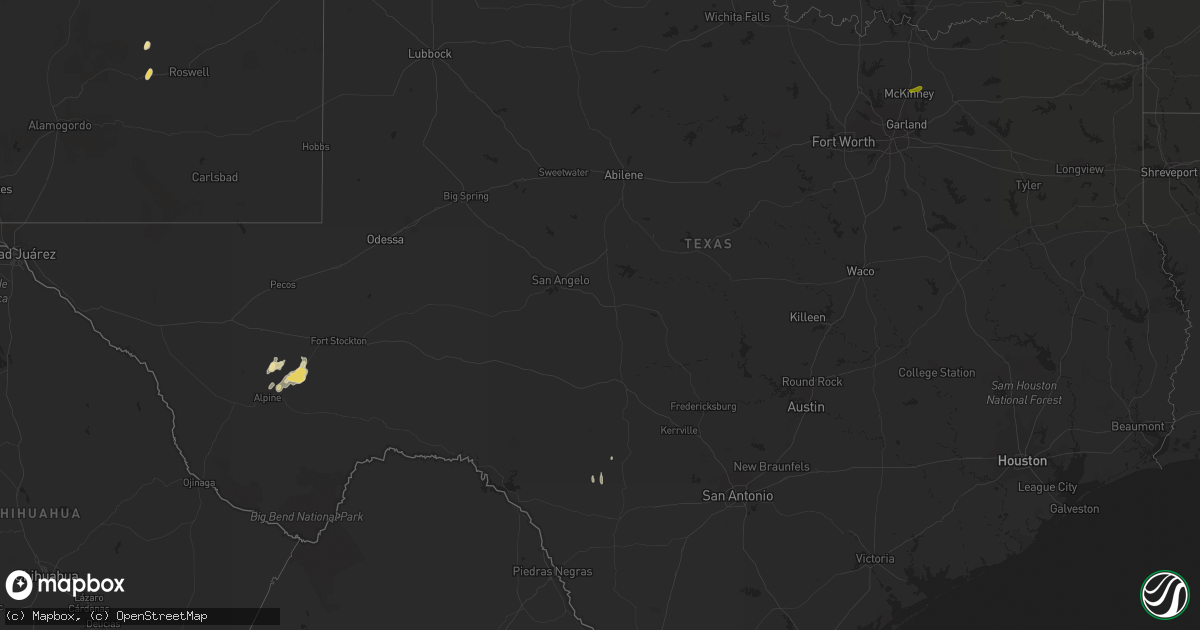 Hail map in Texas on May 22, 2015