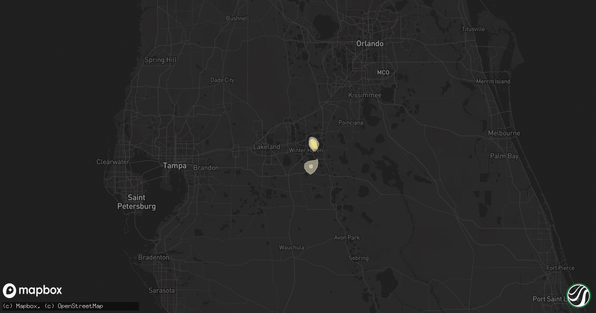 Hail map in Winter Haven, FL on May 22, 2015
