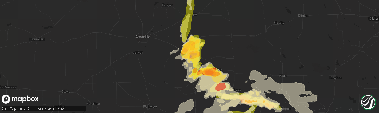 Hail map in Clarendon, TX on May 22, 2016