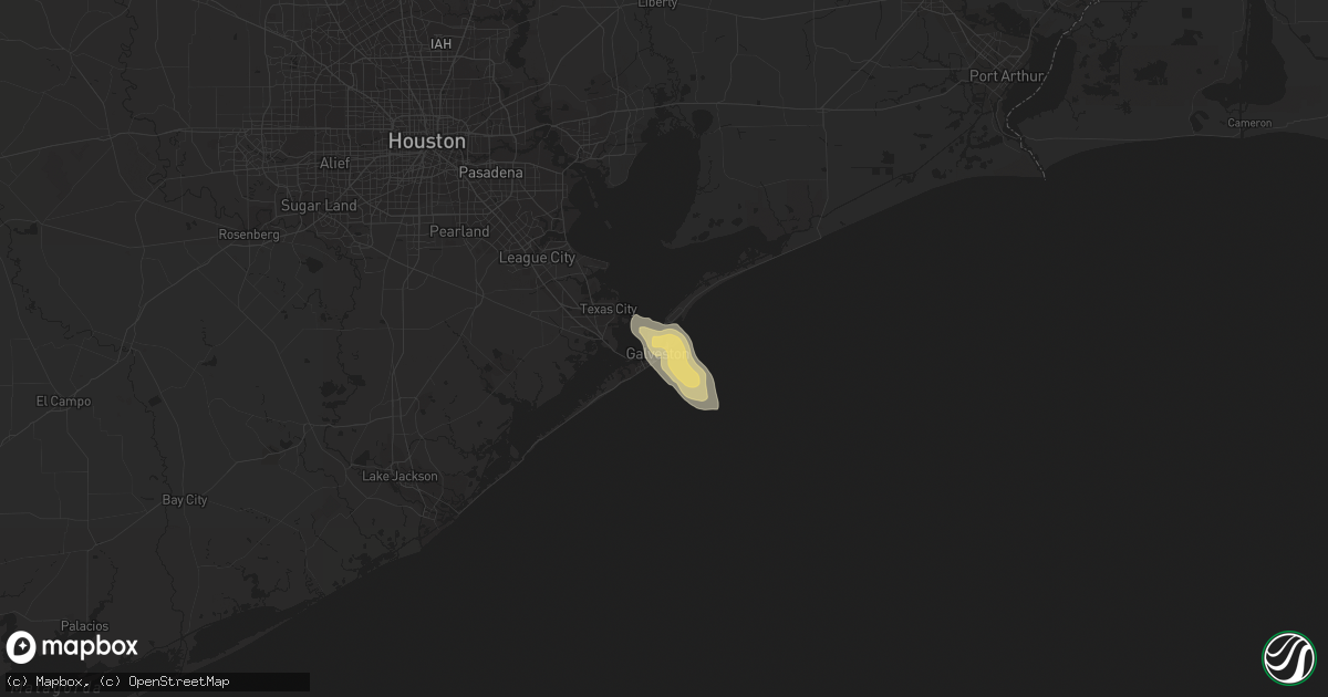 Hail map in Galveston, TX on May 22, 2016