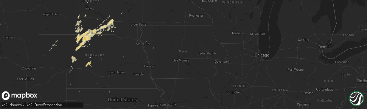 Hail map in Iowa on May 22, 2016