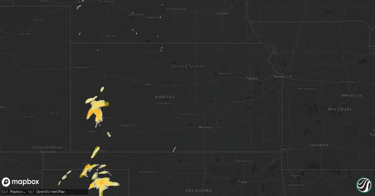 Hail map in Kansas on May 22, 2016