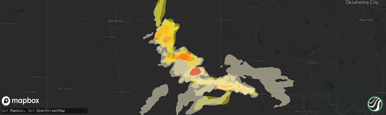 Hail map in Memphis, TX on May 22, 2016