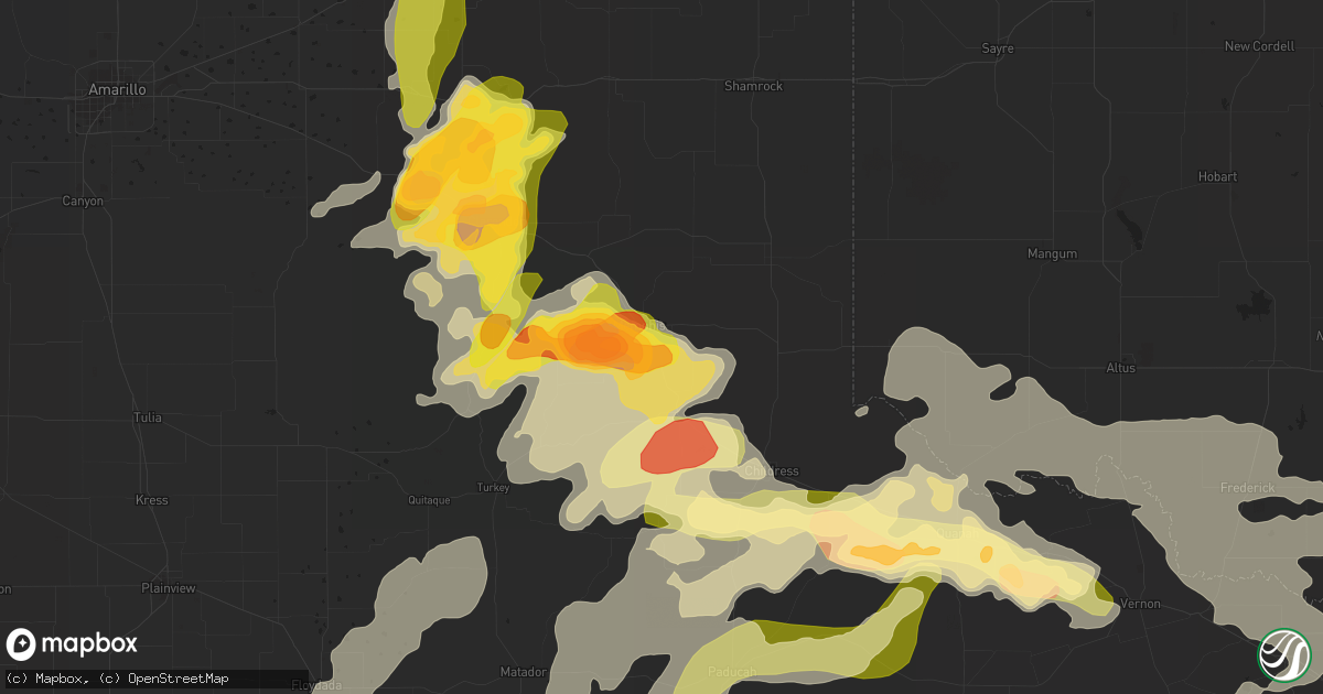 Hail map in Memphis, TX on May 22, 2016