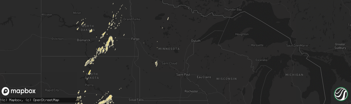 Hail map in Minnesota on May 22, 2016