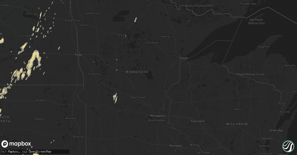 Hail map in Minnesota on May 22, 2016
