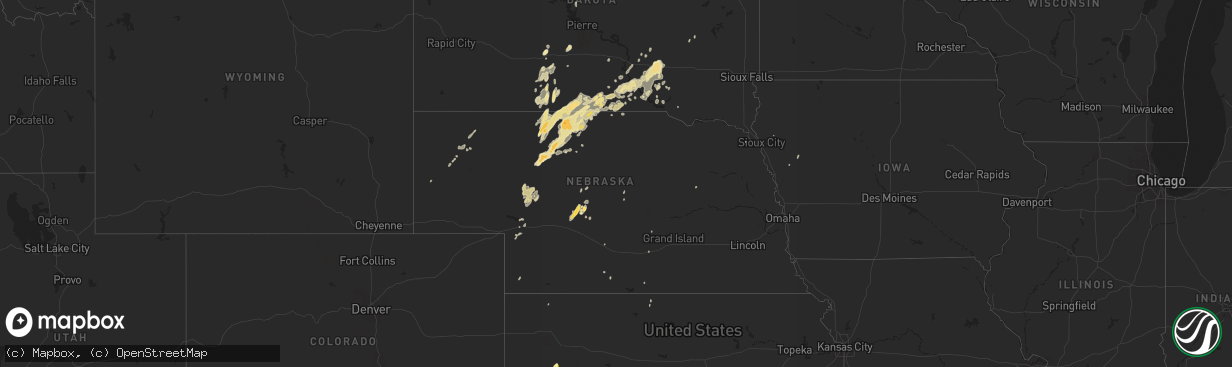 Hail map in Nebraska on May 22, 2016