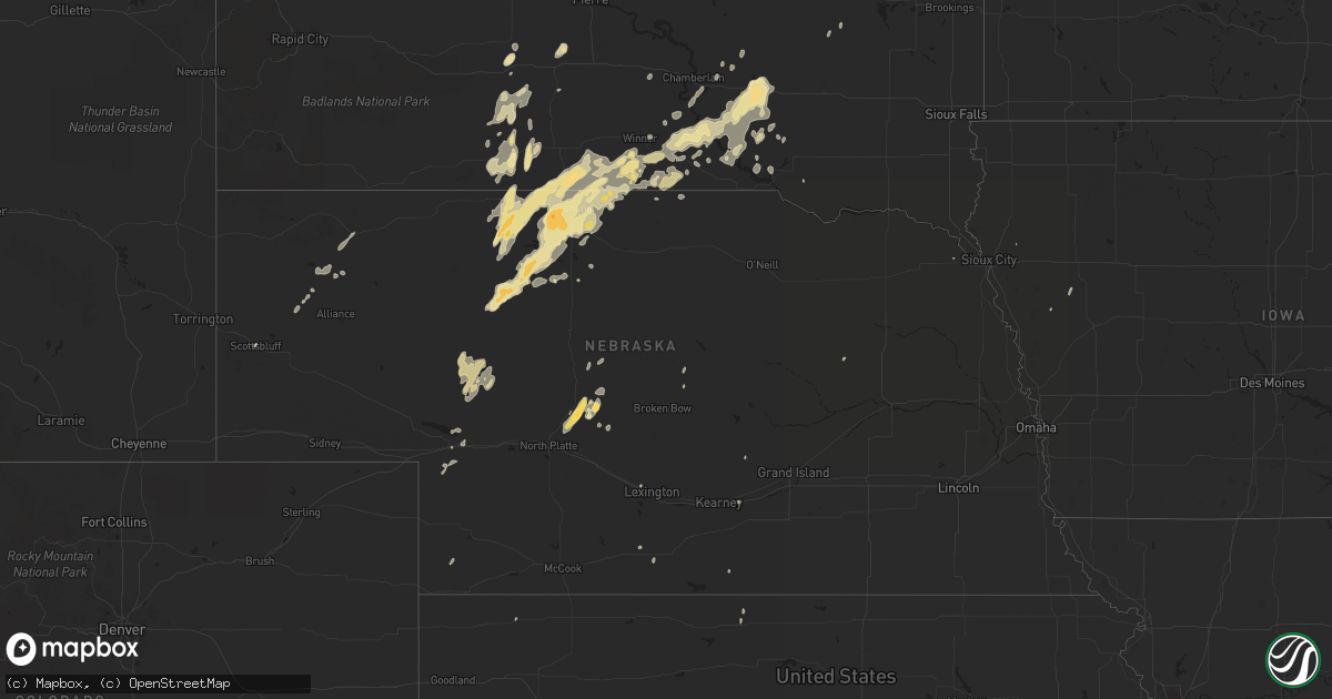 Hail map in Nebraska on May 22, 2016