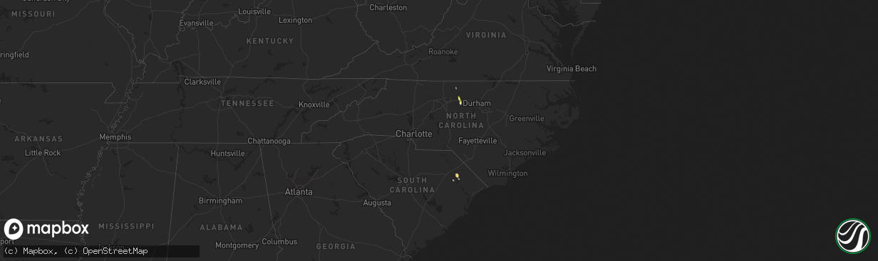 Hail map in North Carolina on May 22, 2016