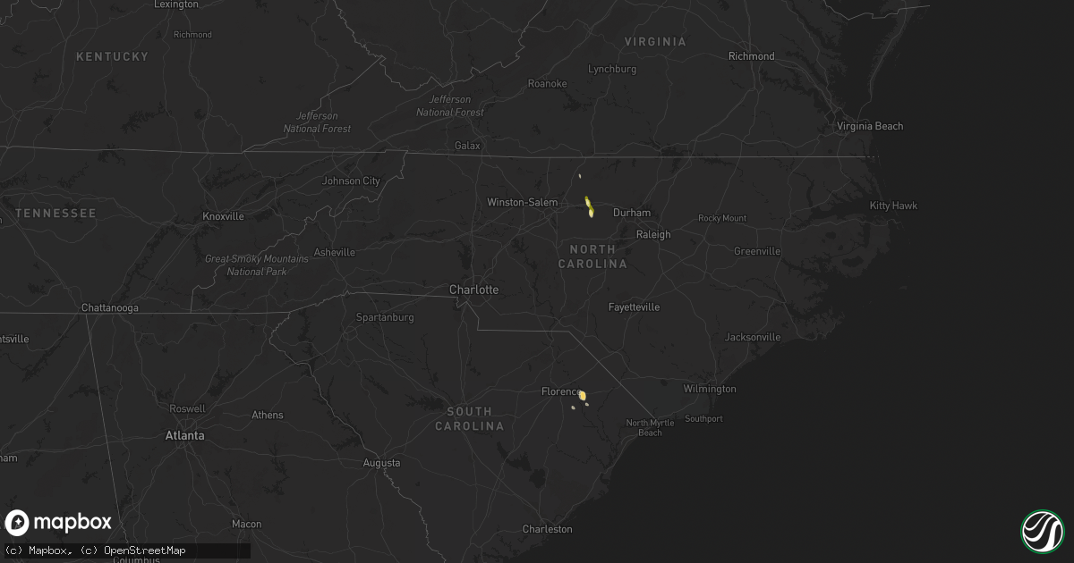 Hail map in North Carolina on May 22, 2016