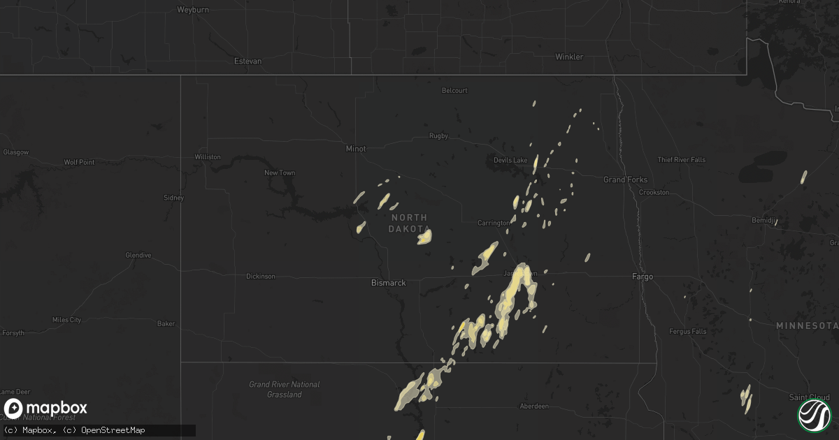 Hail map in North Dakota on May 22, 2016