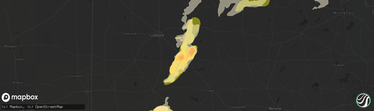 Hail map in Post, TX on May 22, 2016