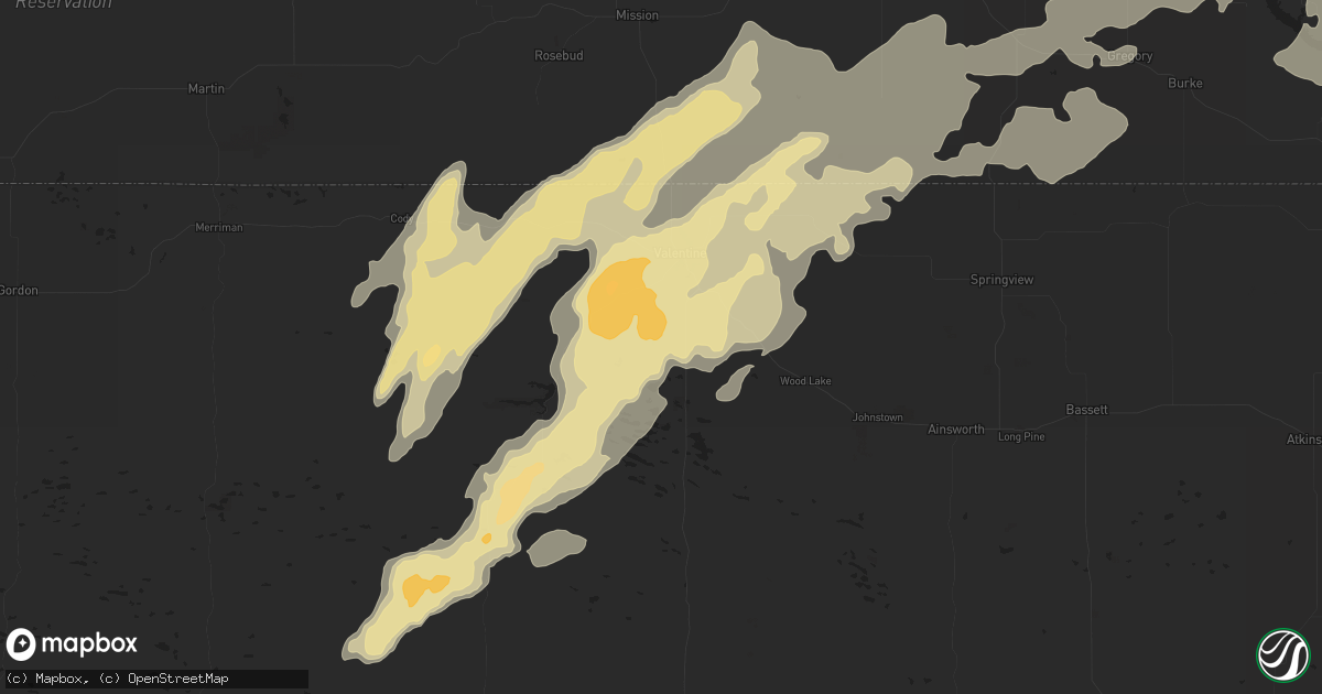 Hail map in Valentine, NE on May 22, 2016