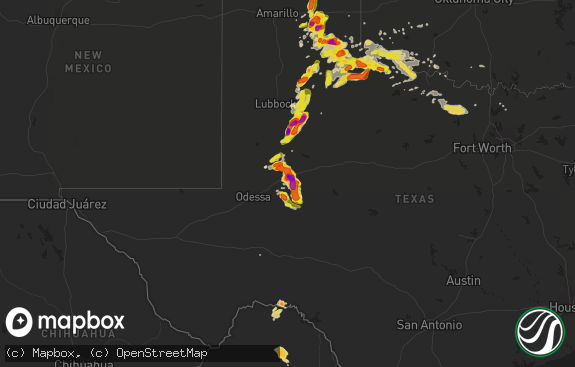 Hail map preview on 05-22-2016