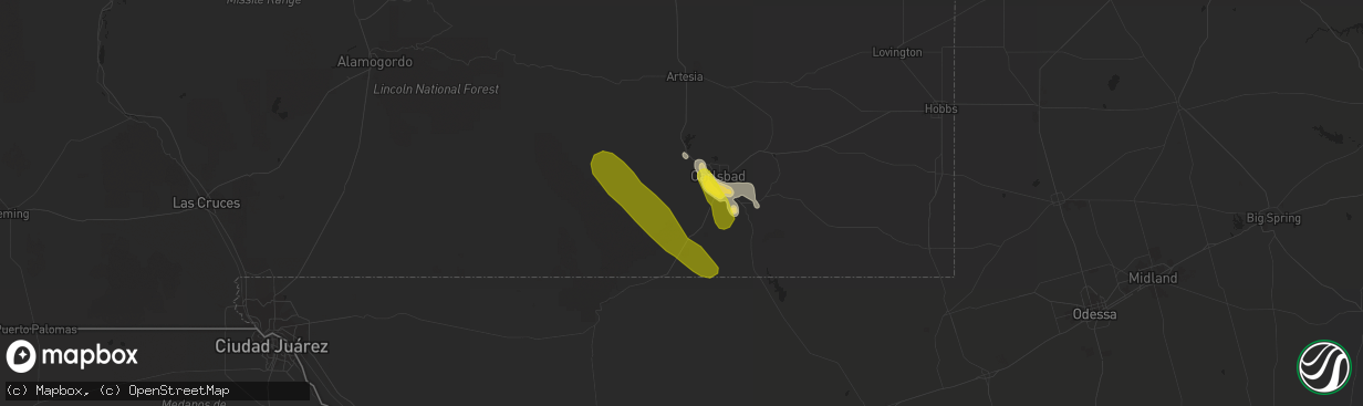 Hail map in Carlsbad, NM on May 22, 2017