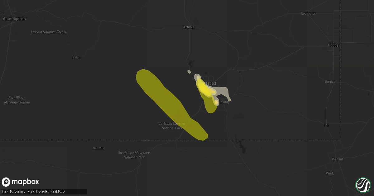 Hail map in Carlsbad, NM on May 22, 2017