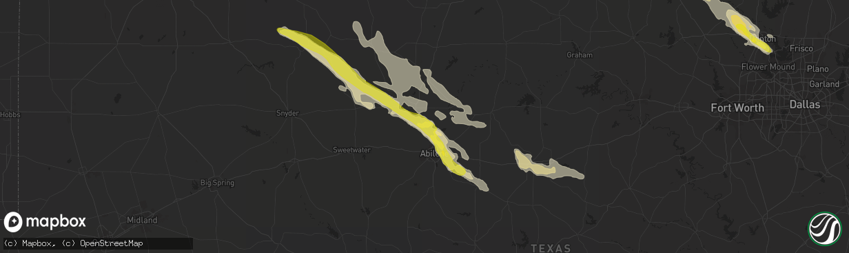 Hail map in Hawley, TX on May 22, 2017