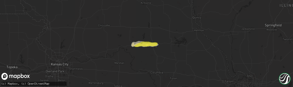 Hail map in Huntsville, MO on May 22, 2017