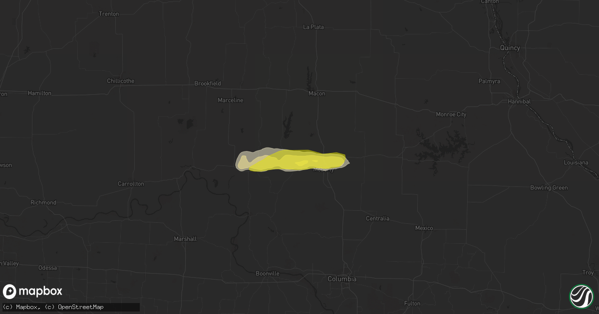 Hail map in Huntsville, MO on May 22, 2017