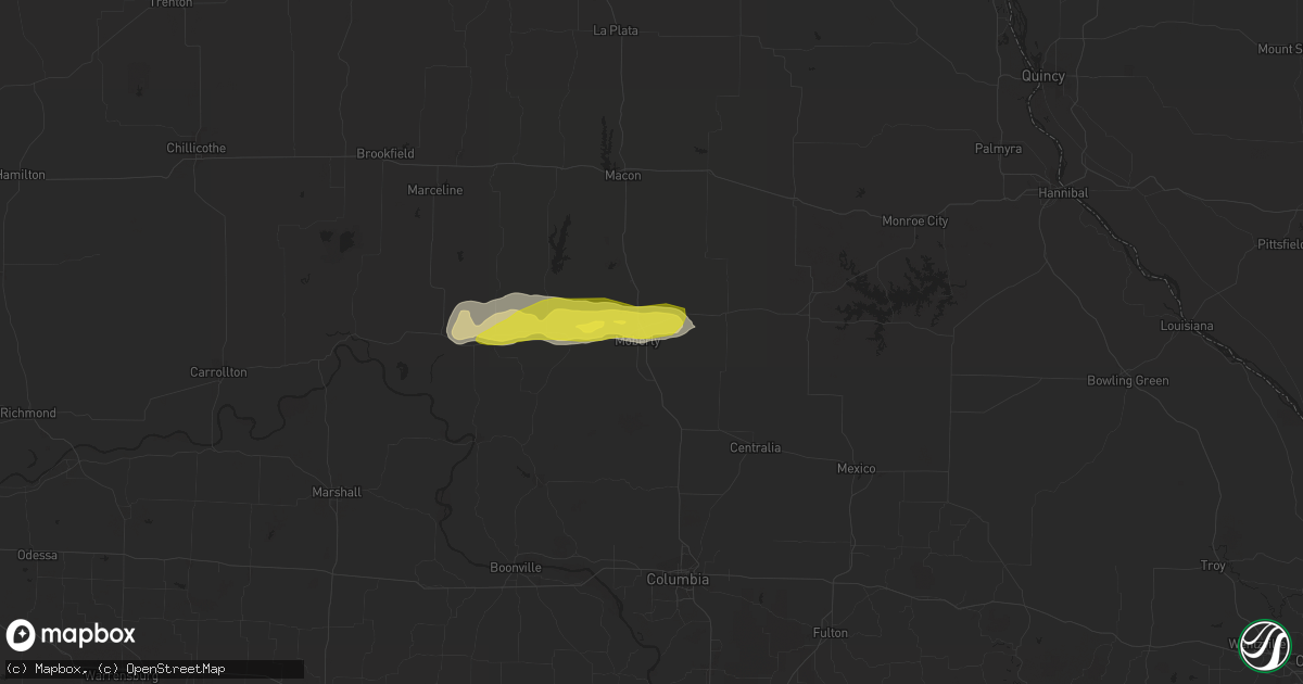 Hail map in Moberly, MO on May 22, 2017