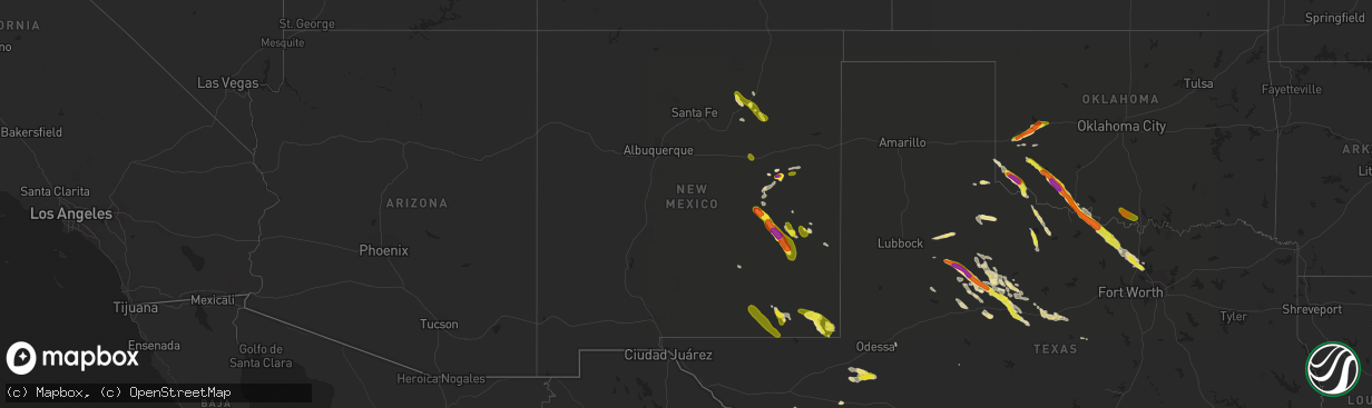 Hail map in New Mexico on May 22, 2017