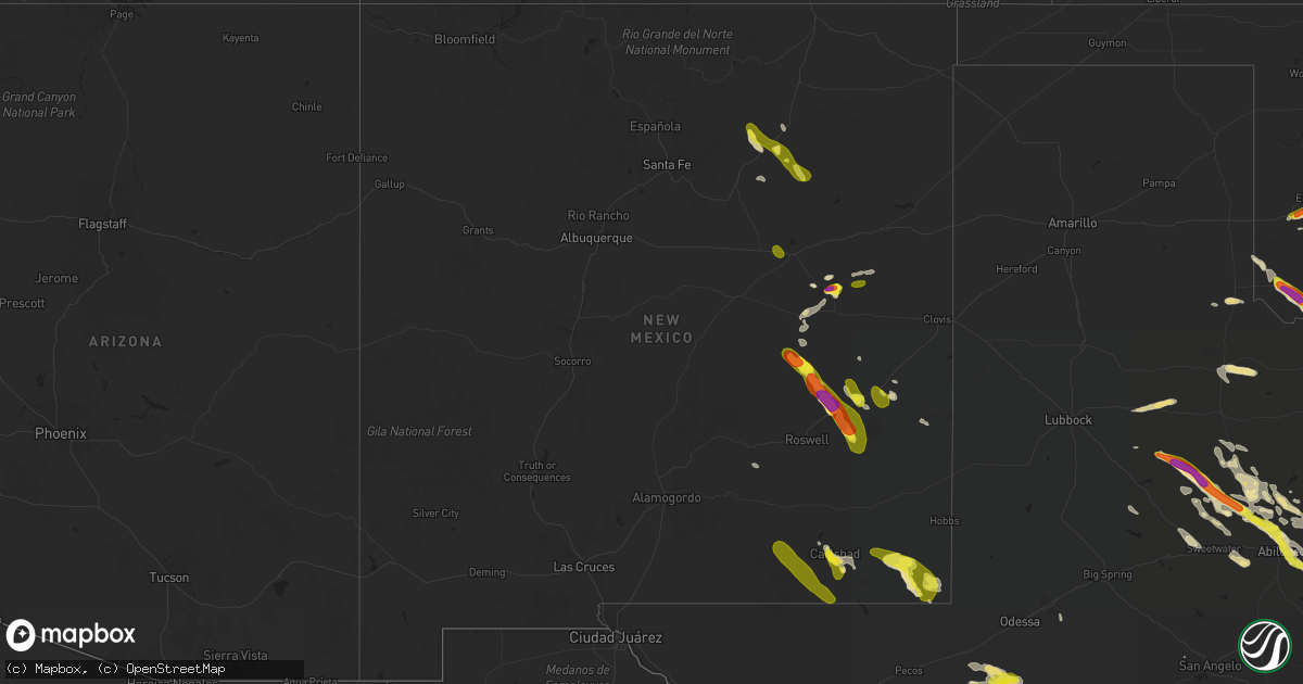 Hail map in New Mexico on May 22, 2017