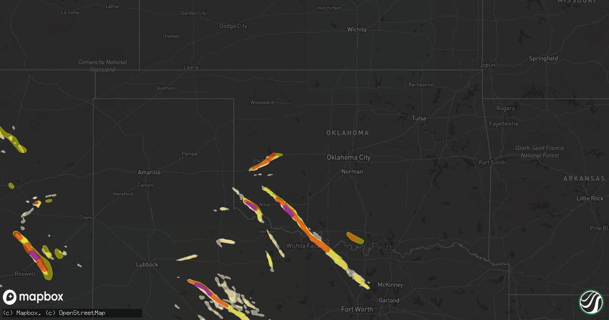 Hail map in Oklahoma on May 22, 2017