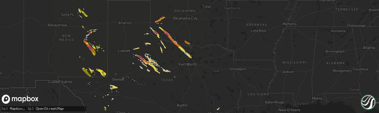 Hail map on May 22, 2017