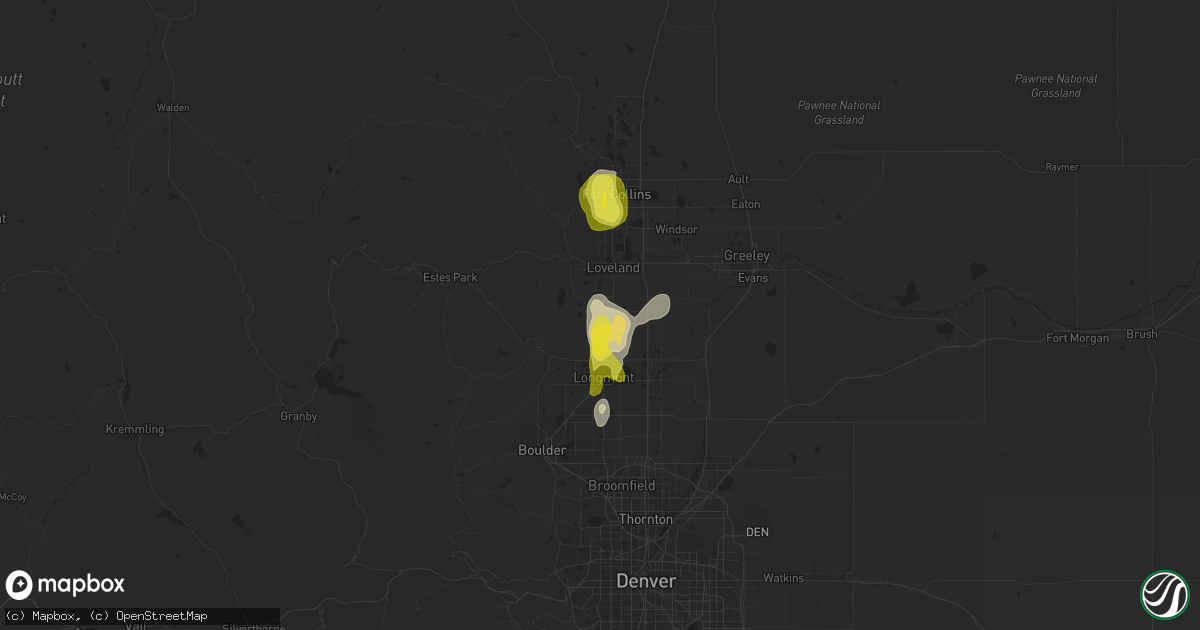 Hail map in Berthoud, CO on May 22, 2018