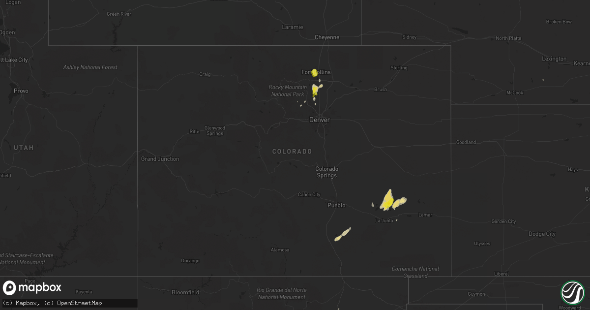 Hail map in Colorado on May 22, 2018