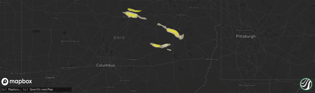 Hail map in Coshocton, OH on May 22, 2018