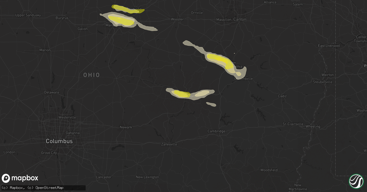 Hail map in Coshocton, OH on May 22, 2018