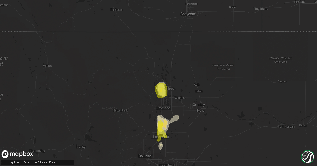 Hail map in Fort Collins, CO on May 22, 2018
