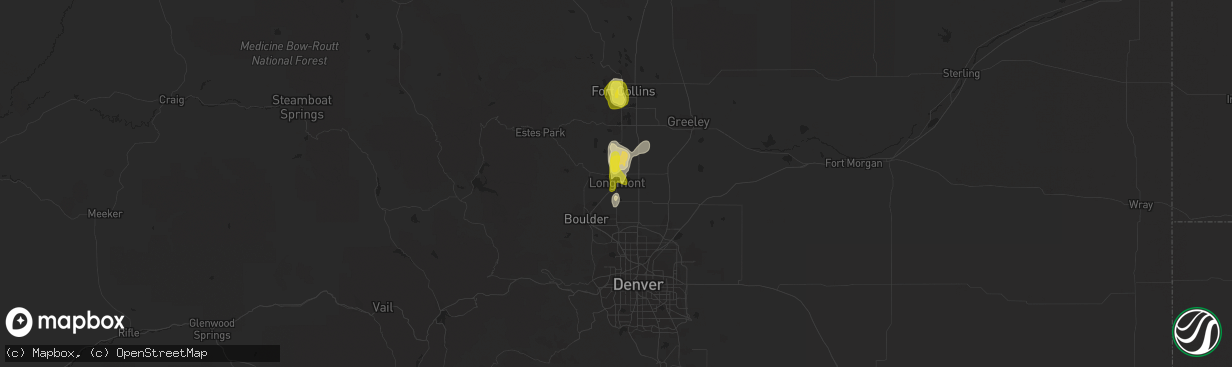 Hail map in Longmont, CO on May 22, 2018