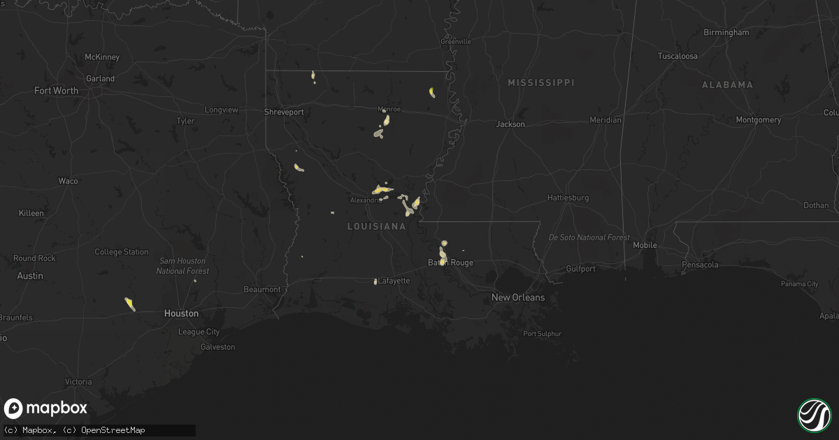 Hail map in Louisiana on May 22, 2018