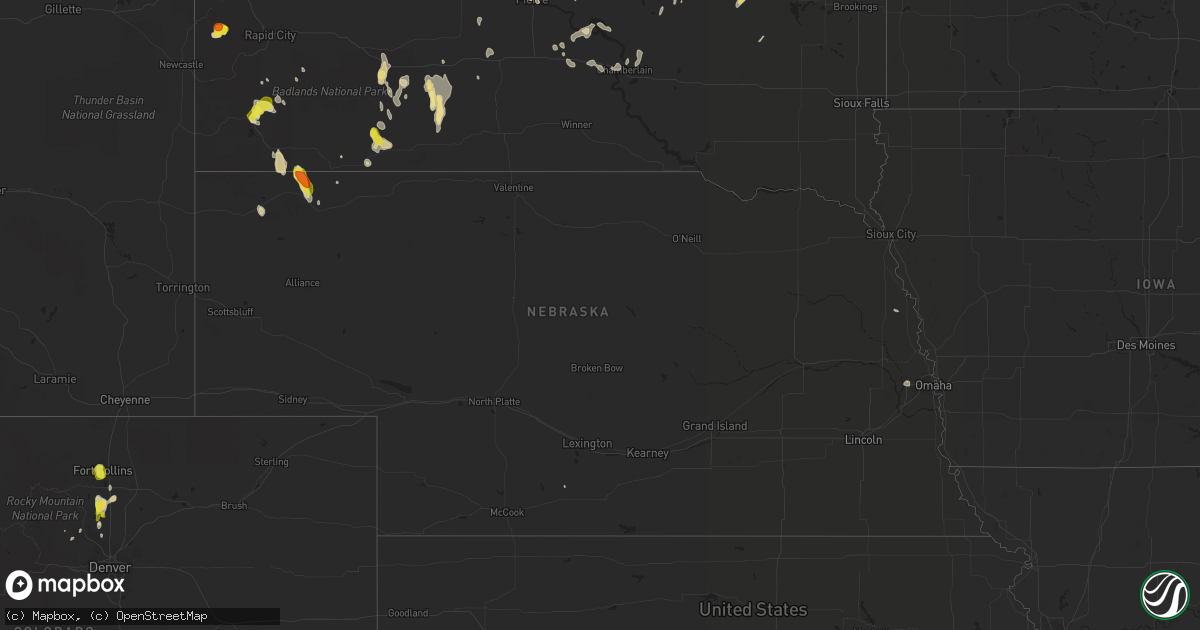 Hail map in Nebraska on May 22, 2018