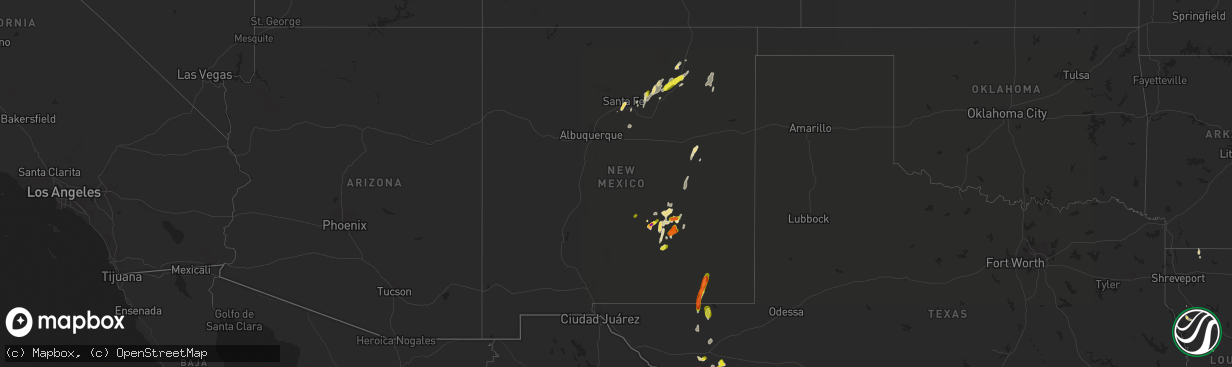 Hail map in New Mexico on May 22, 2018