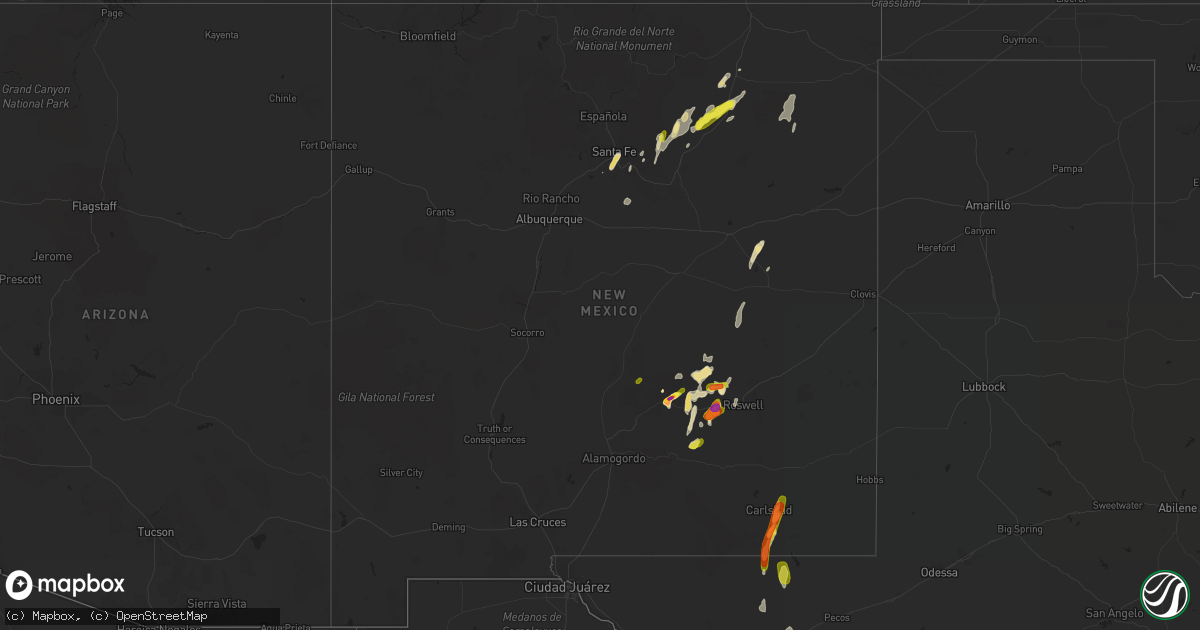 Hail map in New Mexico on May 22, 2018