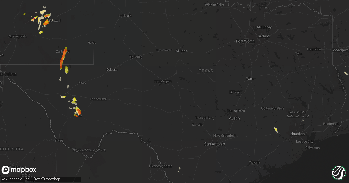 Hail map in Texas on May 22, 2018