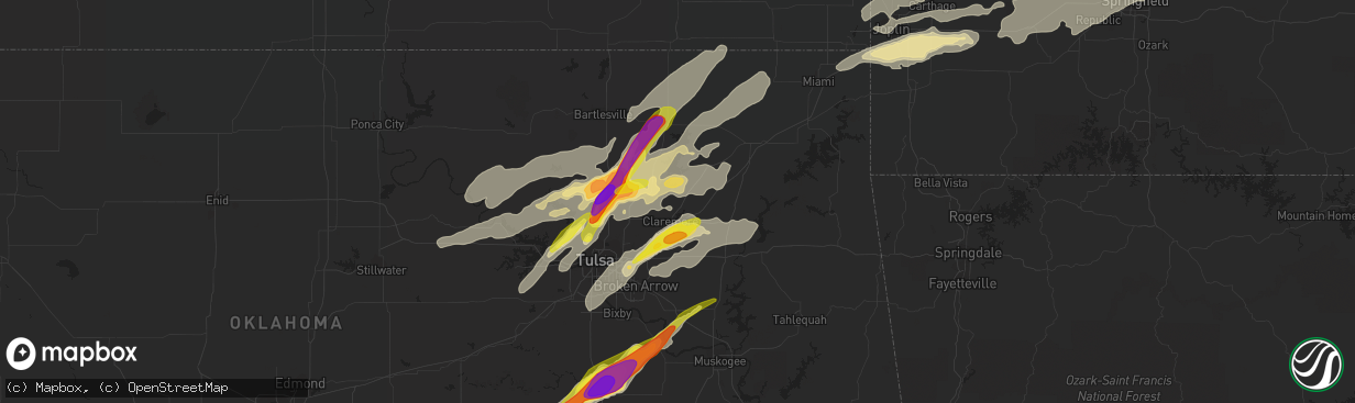 Hail map in Claremore, OK on May 22, 2019