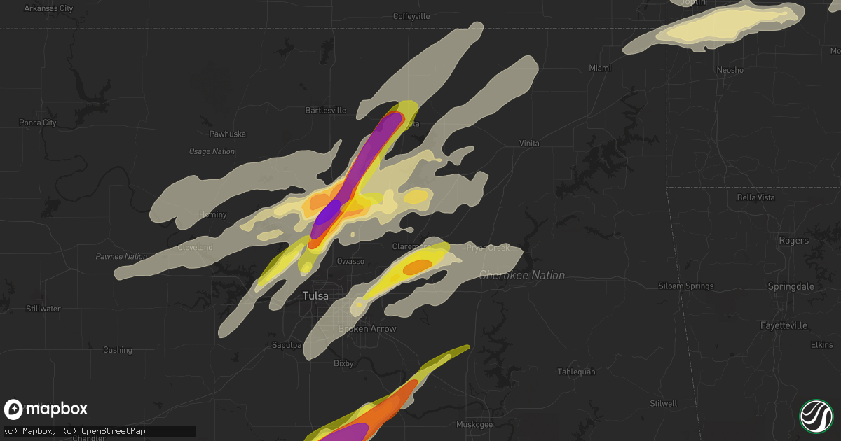 Hail map in Claremore, OK on May 22, 2019