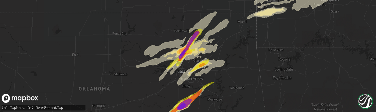 Hail map in Collinsville, OK on May 22, 2019