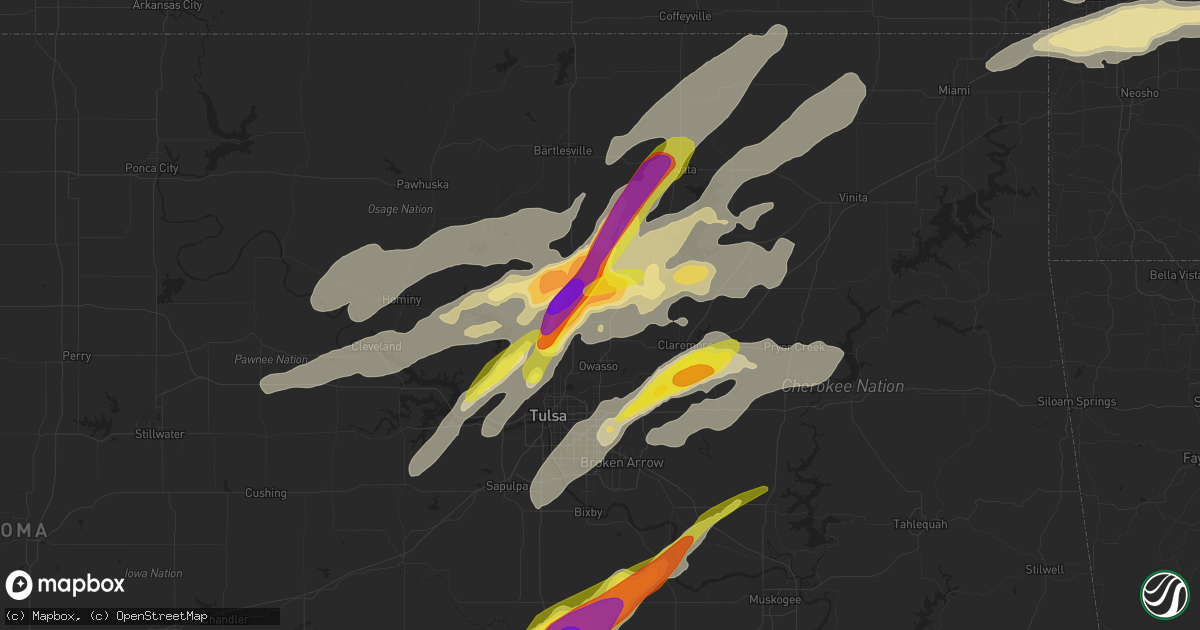 Hail map in Collinsville, OK on May 22, 2019